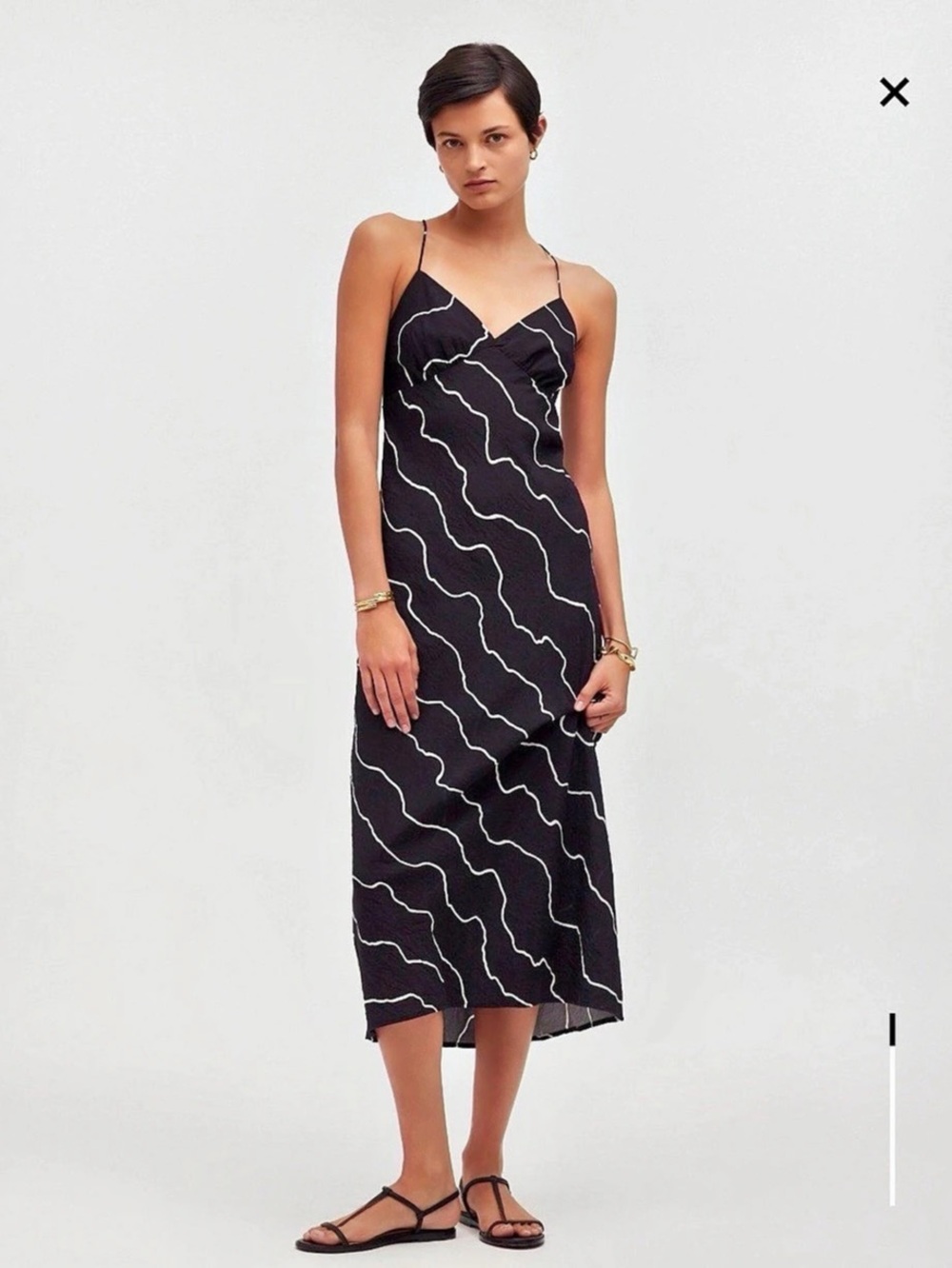 Madewell Layton Midi Slip Dress in Black & White Like New